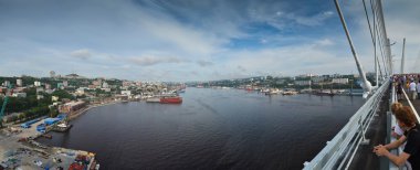 Zolotoy rog Panoraması yeni Köprüsü'nden Defne defne / altın boynuz