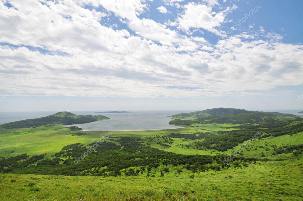 Green hills and blue sky, Primorye, Russia