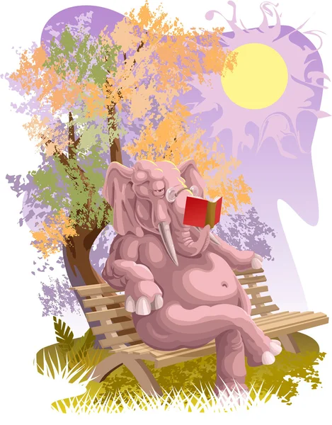 Reading elephant — Stock Vector