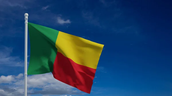 Benin Cumhuriyeti Ulusal Bayrağı Rüzgarda Sallanıyor Görüntüleme Cgi — Stok fotoğraf