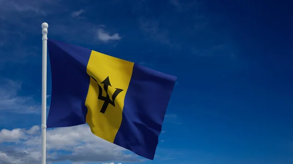 Barbados Ulusal Bayrağı Rüzgarda Sallanıyor Görüntüleme Cgi — Stok fotoğraf