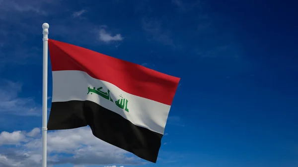 Iraki Köztársaság Nemzeti Zászló Integetett Szélben Renderelés Cgi — Stock Fotó