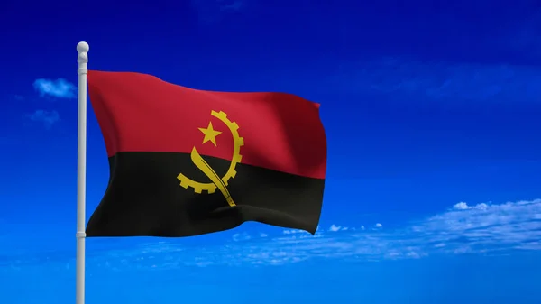 Flaga Republiki Angoli Machająca Wietrze Renderowanie Cgi — Zdjęcie stockowe