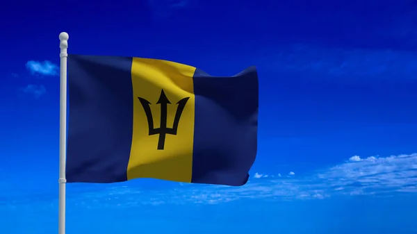 Bandera Nacional Barbados Ondeando Viento Renderizado Cgi — Foto de Stock