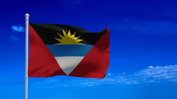 Antigua Barbuda Ulusal Bayrağı Rüzgarda Sallanıyor Görüntüleme Cgi — Stok fotoğraf
