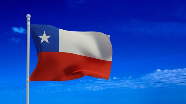 共和国チリの国旗 風に手を振っ 3Dレンダリング Cgi — ストック写真