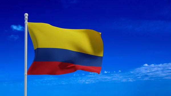 Kolumbijská Národní Vlajka Vlnící Větru Vykreslování Cgi — Stock fotografie