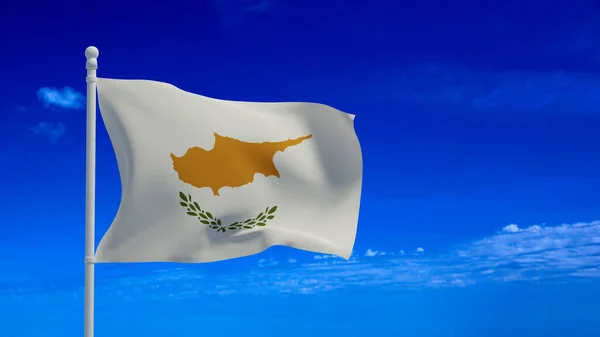 Republic Cyprus National Flag Waving Wind Rendering Cgi — Stock Photo, Image