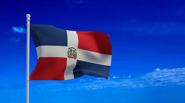 Dominikai Köztársaság Nemzeti Zászlaja Lobogott Szélben Renderelés Cgi — Stock Fotó