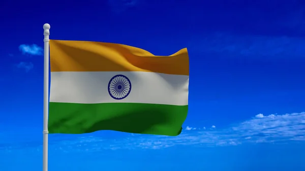 Indiai Köztársaság Nemzeti Zászló Integetett Szélben Renderelés Cgi — Stock Fotó