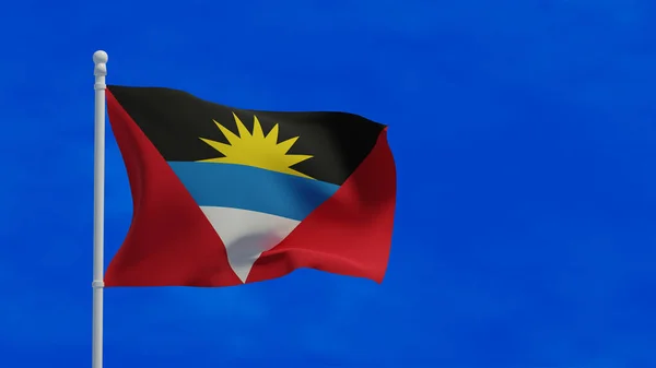 Antigua Barbuda Bandera Nacional Ondeando Viento Renderizado Cgi —  Fotos de Stock