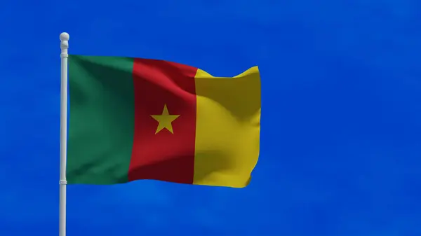Republiek Kameroen Nationale Vlag Zwaaiend Wind Destructie Cgi — Stockfoto