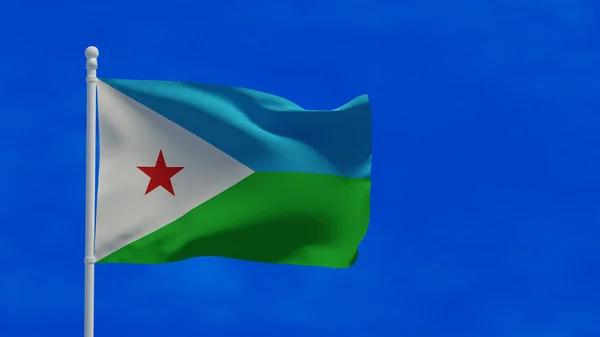 Republic Djibouti National Flag Waving Wind Rendering Cgi — Stock Photo, Image