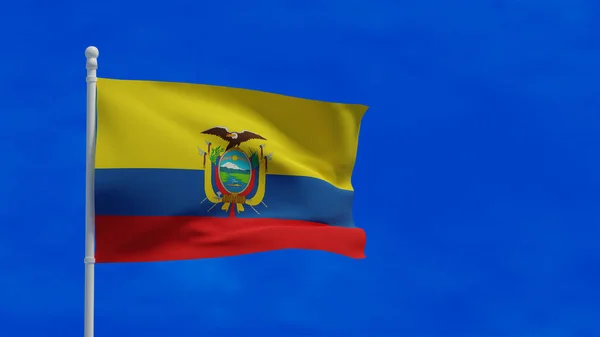 Ekvádorská Národní Vlajka Vlnící Větru Vykreslování Cgi — Stock fotografie