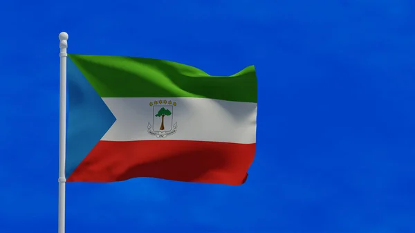 Egyenlítői Guineai Köztársaság Nemzeti Zászló Integetett Szélben Renderelés Cgi — Stock Fotó