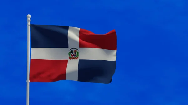 ドミニカ共和国国旗 風に手を振る 3Dレンダリング Cgi — ストック写真