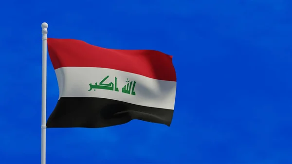 Irak Cumhuriyeti Ulusal Bayrağı Rüzgarda Sallanıyor Görüntüleme Cgi — Stok fotoğraf
