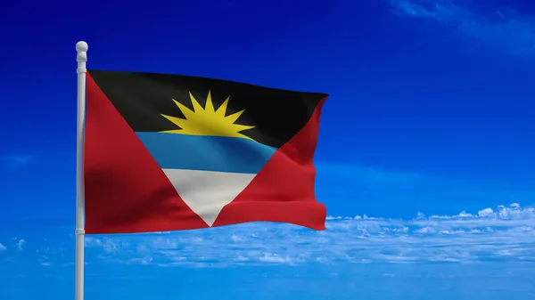 Antigua Und Barbuda Nationalflagge Die Wind Weht Darstellung Cgi — Stockfoto