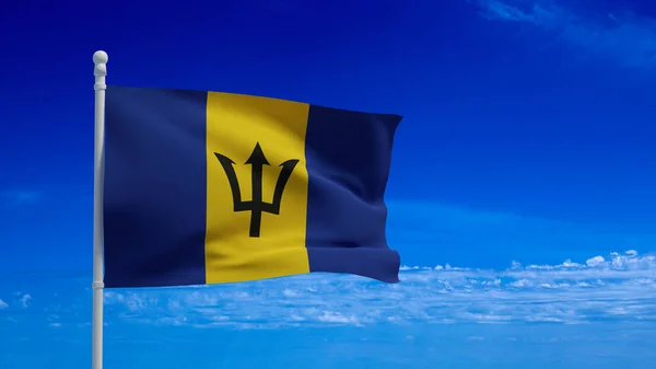 Barbados Nemzeti Zászló Integetett Szélben Renderelés Cgi — Stock Fotó