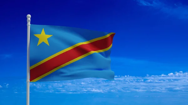 Democratische Republiek Congo Ook Bekend Als Congo Kinshasa Nationale Vlag — Stockfoto