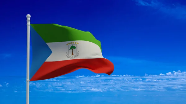 Repubblica Della Guinea Equatoriale Bandiera Nazionale Sventolando Nel Vento Rendering — Foto Stock