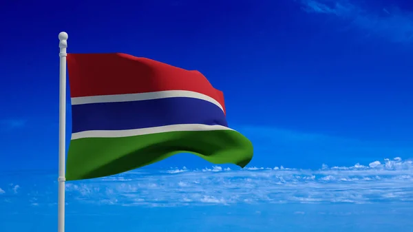 Gambiya Cumhuriyeti Ulusal Bayrağı Rüzgarda Sallanıyor Görüntüleme Cgi — Stok fotoğraf