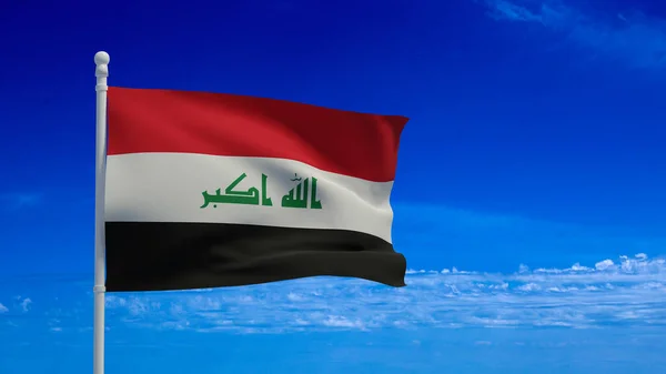 Iraki Köztársaság Nemzeti Zászló Integetett Szélben Renderelés Cgi — Stock Fotó