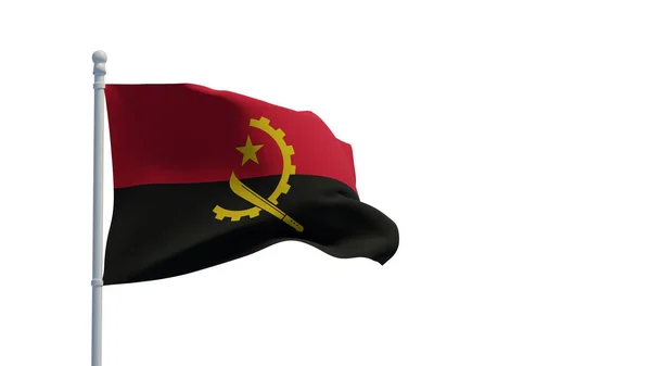 Національний Прапор Республіки Ангола Розмахуючи Вітром Рендеринг Cgi Ілюстрація Білому — стокове фото