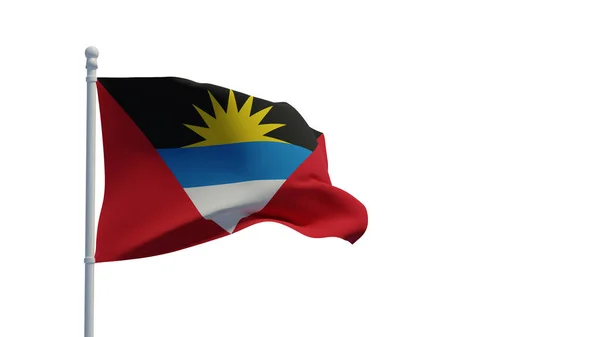 安提瓜和巴布达的国旗在风中飘扬 3D渲染 Cgi 白色孤立 — 图库照片