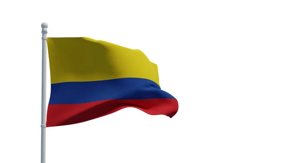 Kolumbijská Národní Vlajka Vlnící Větru Vykreslování Cgi Ilustrace Izolovaná Bílém — Stock fotografie