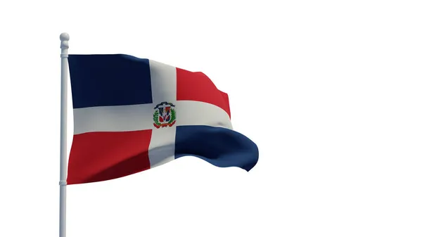 ドミニカ共和国国旗 風に手を振る 3Dレンダリング Cgi 白を基調としたイラスト — ストック写真