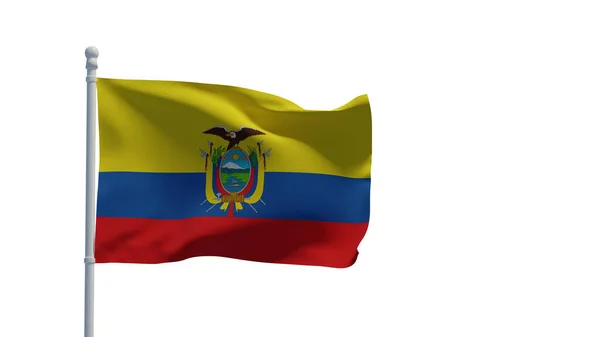 Republiken Ecuadors Flagga Viftar Vinden Rendering Cgi Illustration Isolerad Vitt — Stockfoto