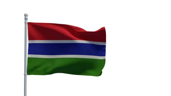 Gambiya Cumhuriyeti Ulusal Bayrağı Rüzgarda Sallanıyor Görüntüleme Cgi Resim Beyaz — Stok fotoğraf