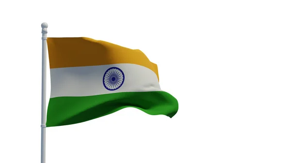 Republiek India Nationale Vlag Zwaaiend Wind Weergave Cgi Illustratie Geïsoleerd — Stockfoto