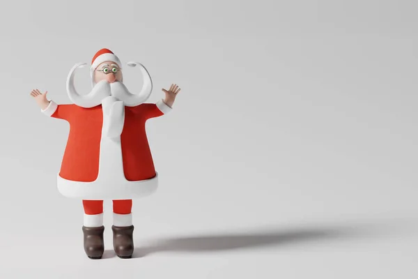 Legrační Santa Claus Mávání Realistické Kreslené Vykreslování Ilustrace — Stock fotografie