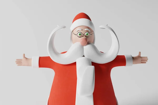 Legrační Santa Claus Dosahující Paže Připraven Objímání Realistické Kreslené Vykreslování — Stock fotografie