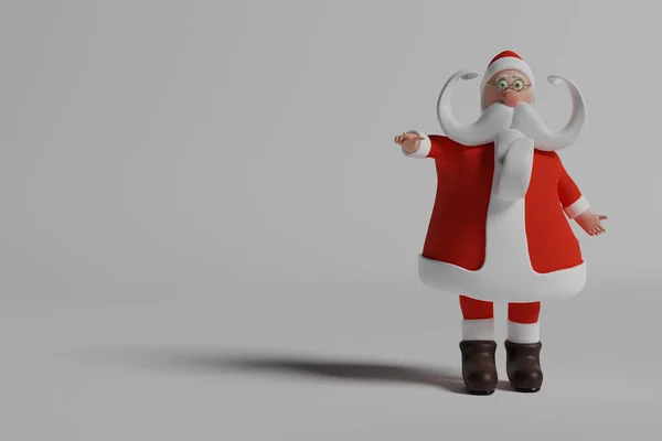 Engraçado Papai Noel Apontando Ilustração Renderização Desenho Animado Realista Isolado — Fotografia de Stock