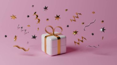 Hediye kutusu ve Noel hediyeleri. 3d illüstrasyon oluşturma.