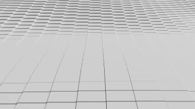 Yer değiştiren beyaz kare karoların soyut çizimi. 3d oluşturma