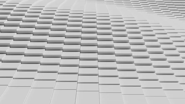 Abstract Illustration Displaced White Square Tiles Waving Rendering — Stock Photo, Image