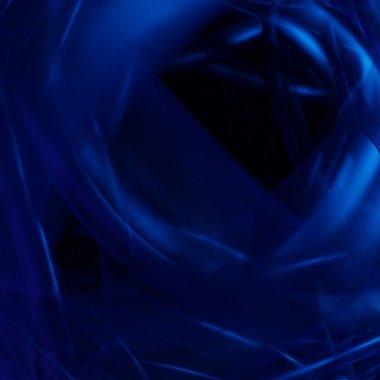 Soyut renkli mavi arkaplanın spiralleri, çizgileri ve geometrik desenleri olan 3D çizimi