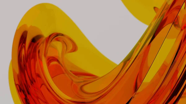 Abstract Oranje Kleurrijke Achtergrond Met Vervormde Gebogen Geometrie Illustratie Rendering — Stockfoto