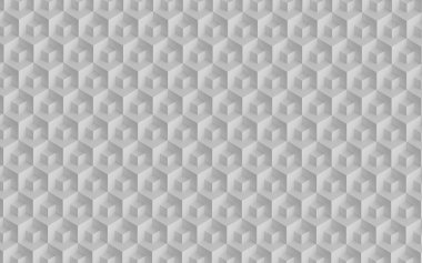 Beyaz küplerin retelasyon desenli soyut arkaplan tasarımı. 3d illüstrasyon (görüntüleme). İzometrik görünüm.