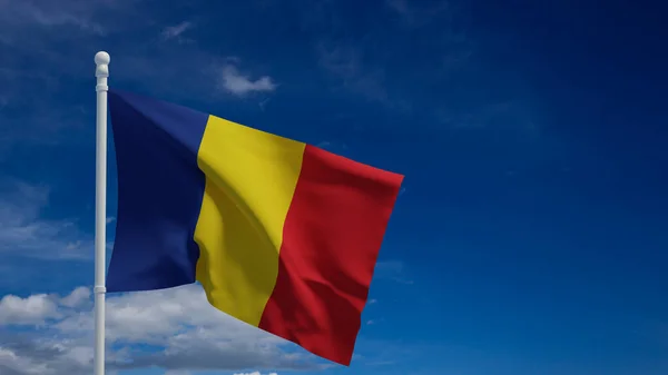 Çad Cumhuriyeti Ulusal Bayrağı Rüzgarda Sallanıyor Görüntüleme Cgi — Stok fotoğraf