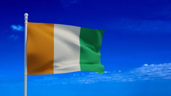 Republic Cote Ivoire Ivory Coast National Flag Waving Wind Рендеринг — стокове фото