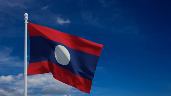 Lao People Democratische Republiek Nationale Vlag Zwaaiend Wind Weergave Cgi — Stockfoto