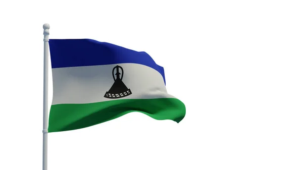 Reino Lesotho Bandera Nacional Ondeando Viento Renderizado Ilustración Cgi —  Fotos de Stock