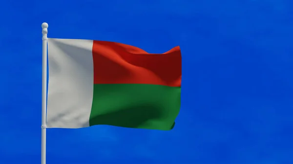 Madagaskar Cumhuriyeti Ulusal Bayrağı Rüzgarda Sallanıyor Görüntüleme Cgi Illüstrasyonu — Stok fotoğraf