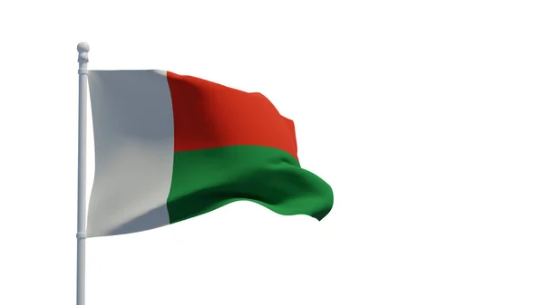 Republiek Madagaskar Nationale Vlag Wapperend Wind Weergave Cgi Illustratie — Stockfoto