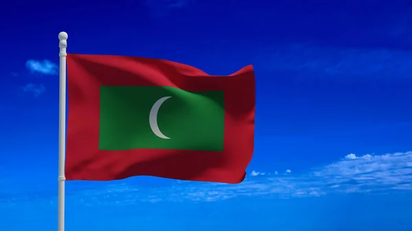 Republic Maldives National Flag Waving Wind Rendering Cgi Illustration — Stock Photo, Image